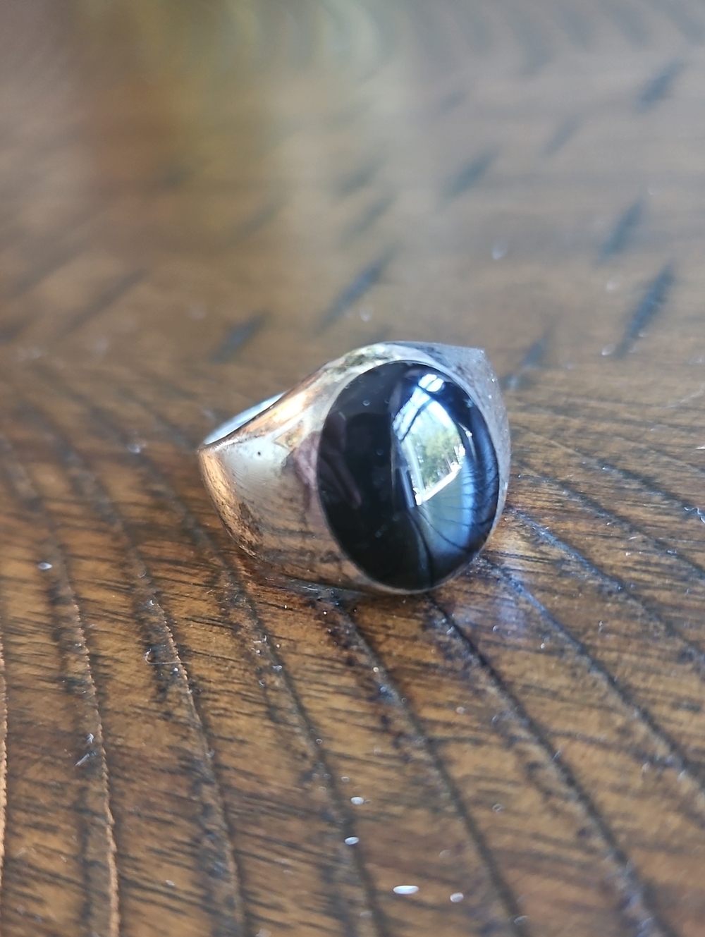 Sterling Silver Mens Onyx Ring.